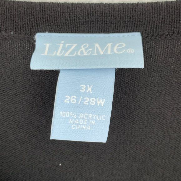 Women’s Liz &  Me black Cardi sweater size 3X plus 1898 Ultra Soft Cozy - Picture 7 of 7
